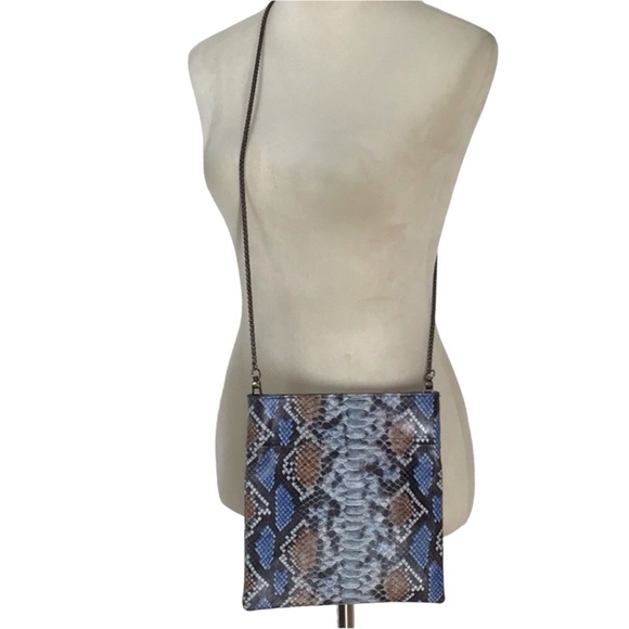 Free People Blue & Brown Snakeskin Pattern Chain Strap Crossbody Purse N… - Picture 4 of 14